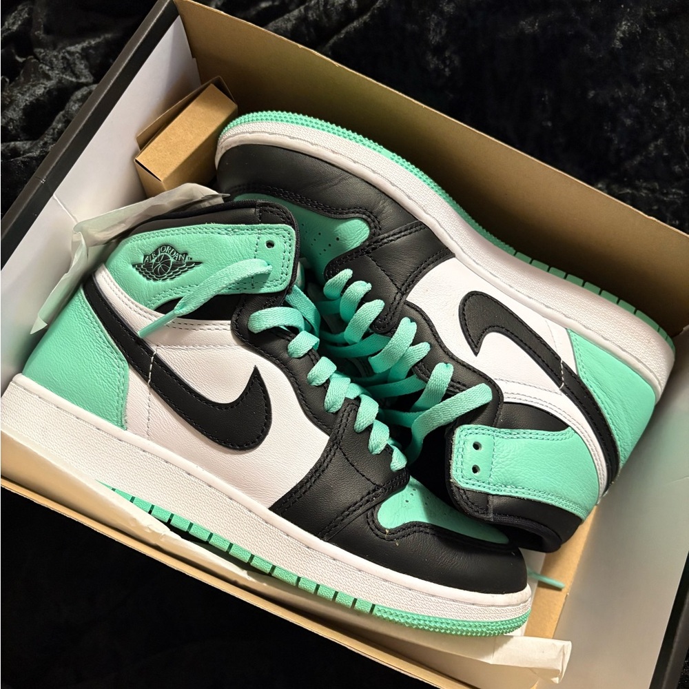 Jordan Kids Sneakers in Black, White, and Mint